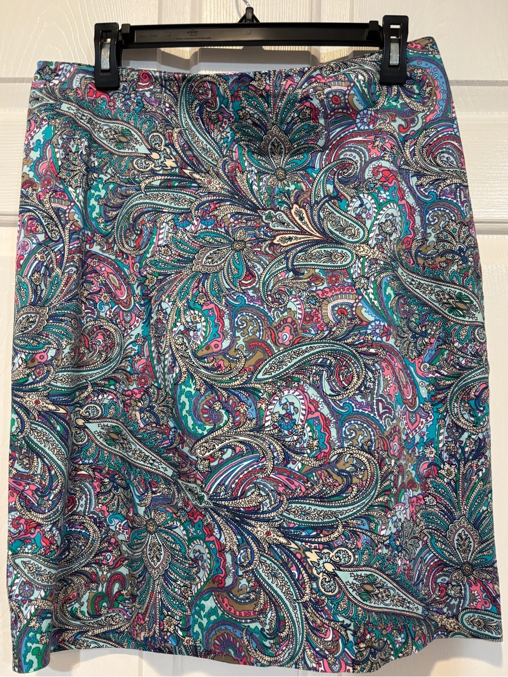 Talbots Paisley A-Line Skirt in Teal, Pink & Navy